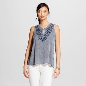 Knox rose embroidery stripe tank top XS